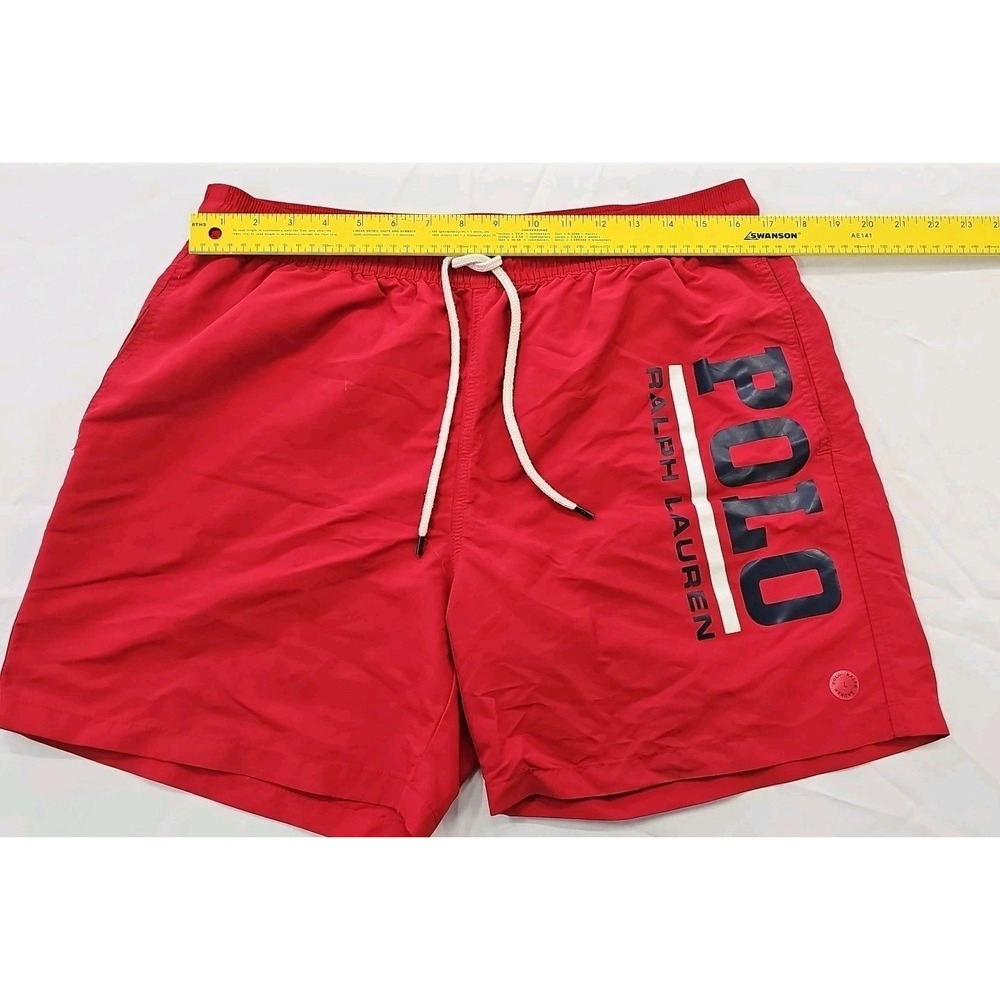 Polo Ralph Lauren Men's Shorts Size L Red Graphic‎ Spellout Pockets Swim Trunk